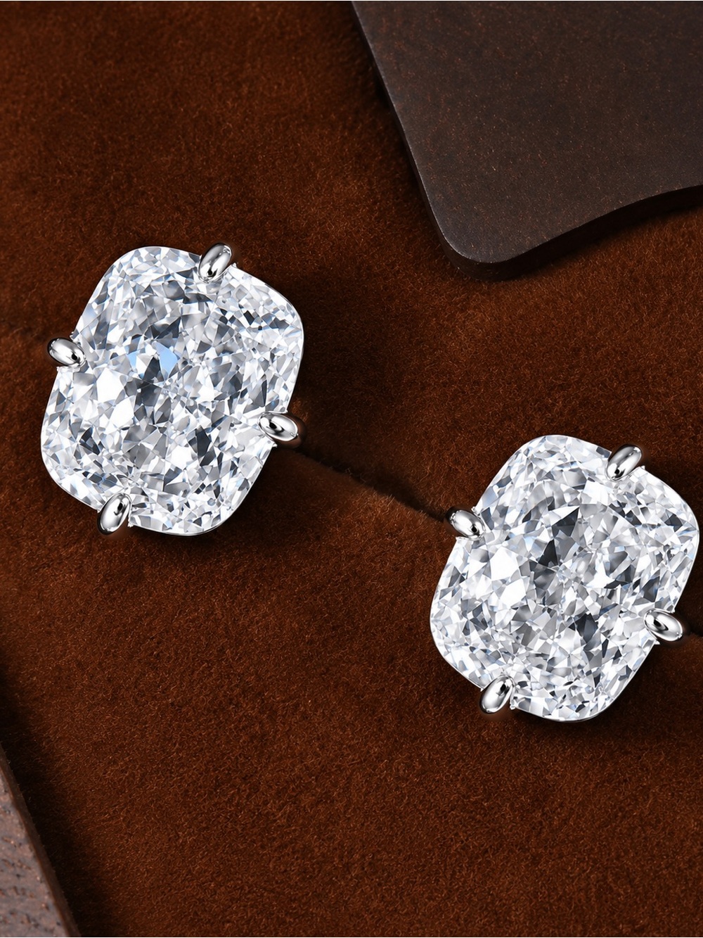 Stunning Radiant Cut Lab-Created Diamond Stud Earrings | Cushion Cut NWT - Picture 3 of 8